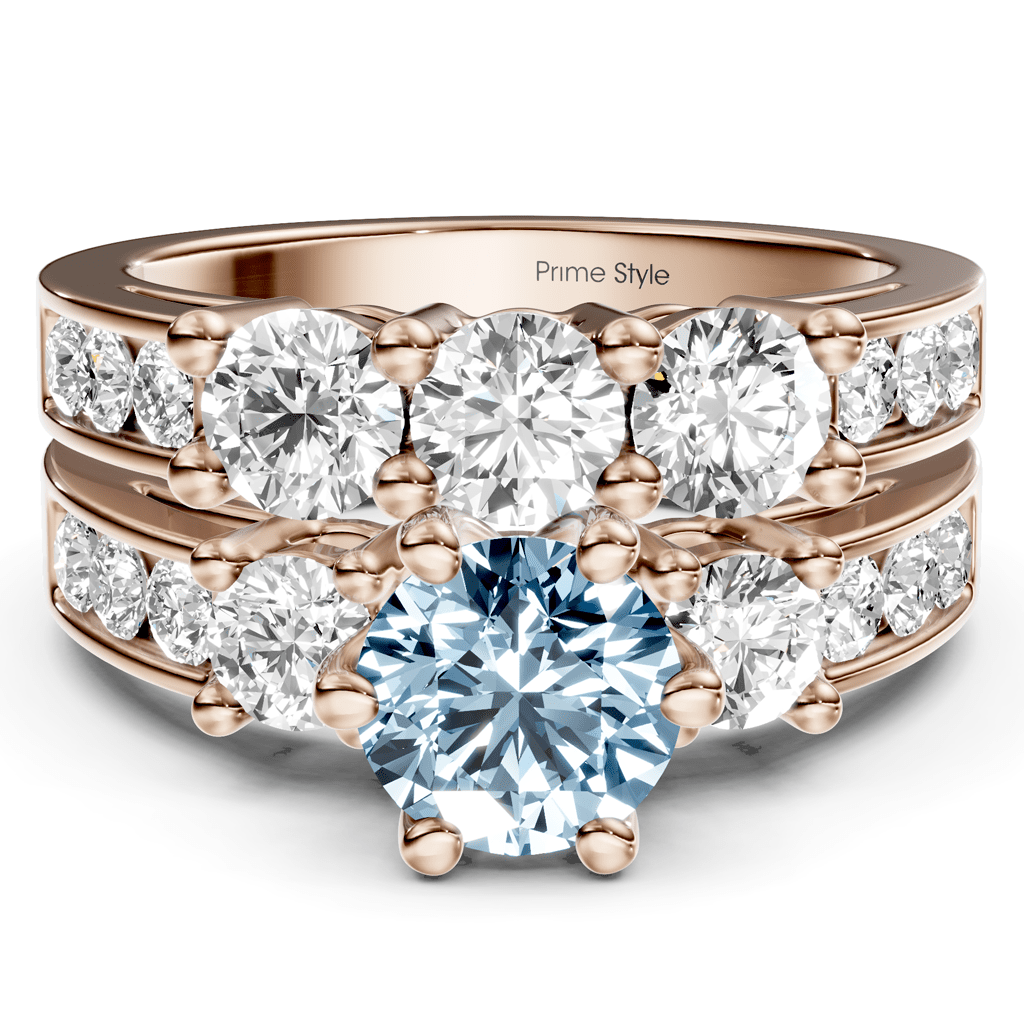 2.80 - 5.80 CT Princess & Round Cut Fancy Blue Diamonds - Bridal Set - Primestyle.com