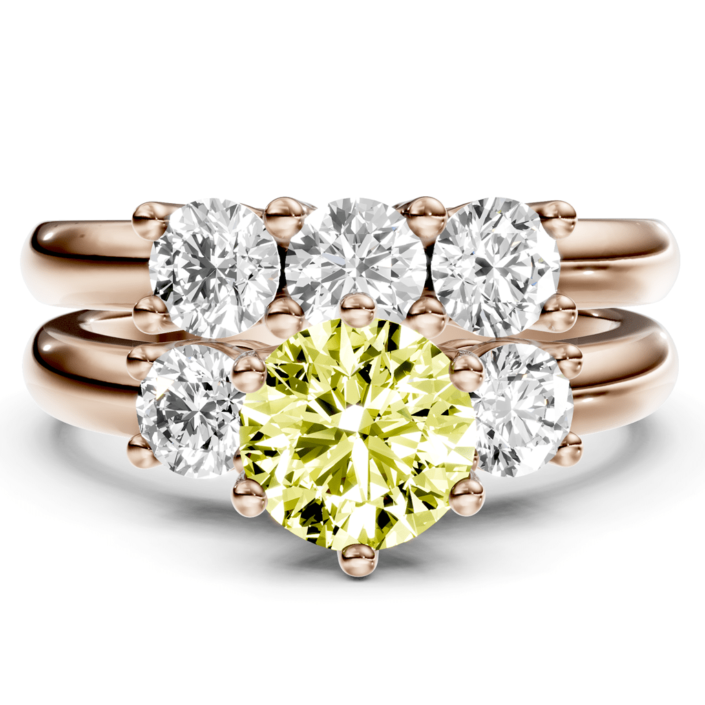 2.00 - 5.00 CT Round Cut Fancy Yellow Diamonds - Bridal Set - Primestyle.com