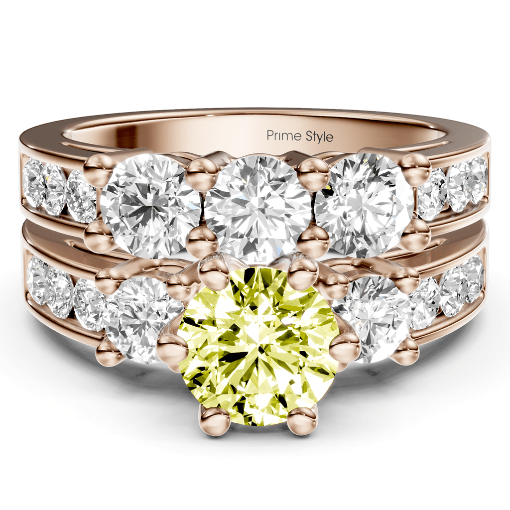 2.80 - 5.80 CT Princess & Round Cut Fancy Yellow Diamonds - Bridal Set - Primestyle.com