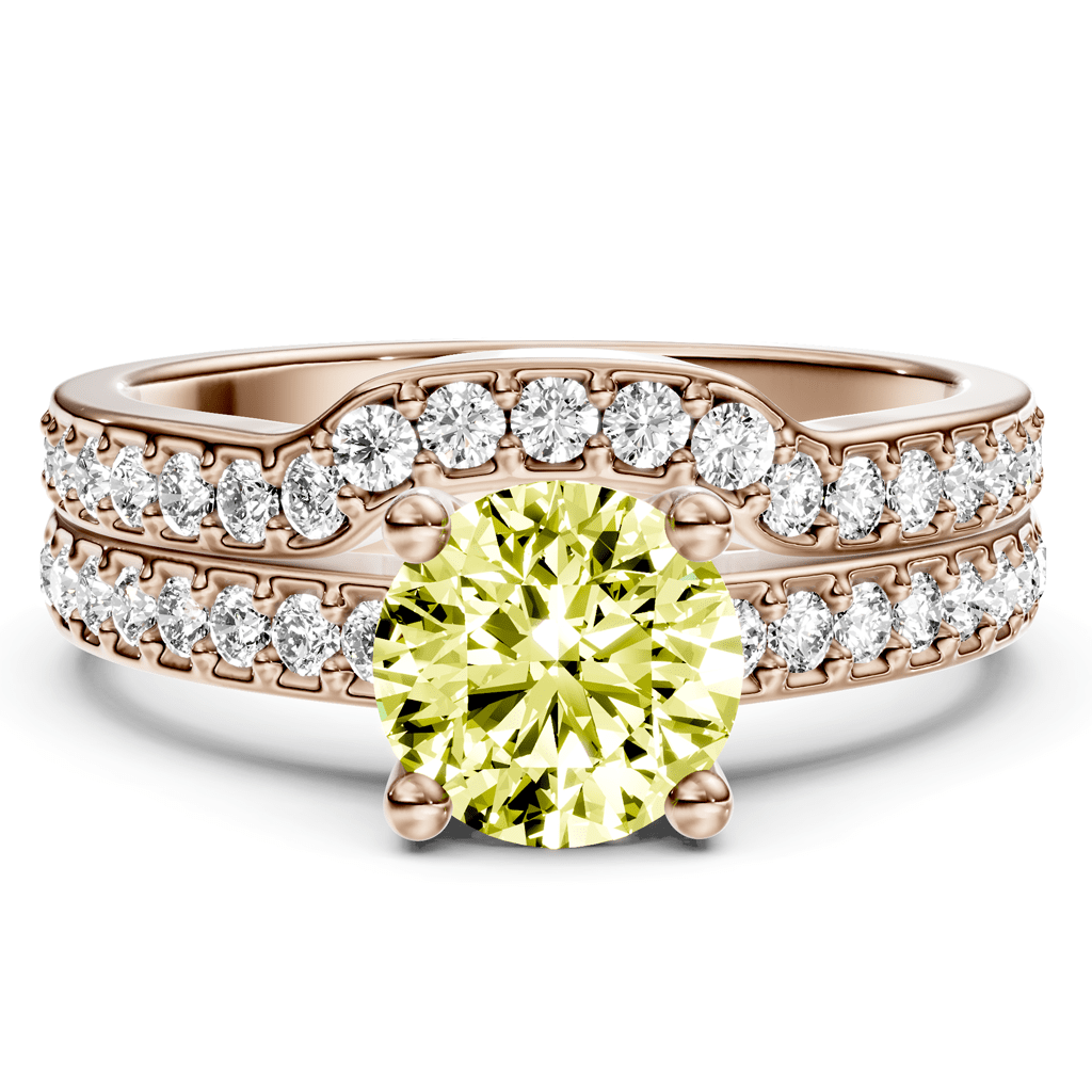 1.50 - 4.50 CT Round Cut Fancy Yellow Diamonds - Bridal Set - Primestyle.com