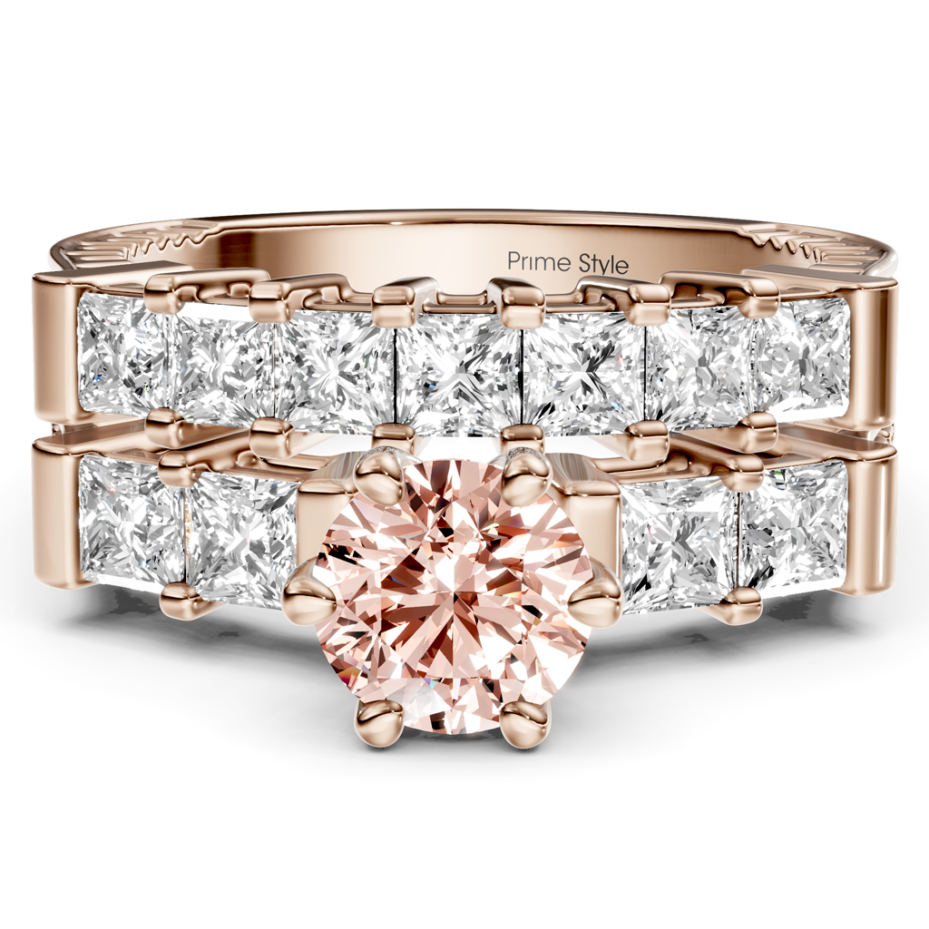 2.40-5.40 CT Princess Cut Fancy Pink Diamonds - Bridal Set