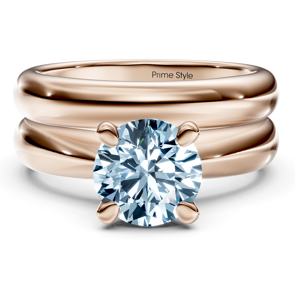 1.10-4.10 CT Round Cut Fancy Blue Diamonds - Bridal Set