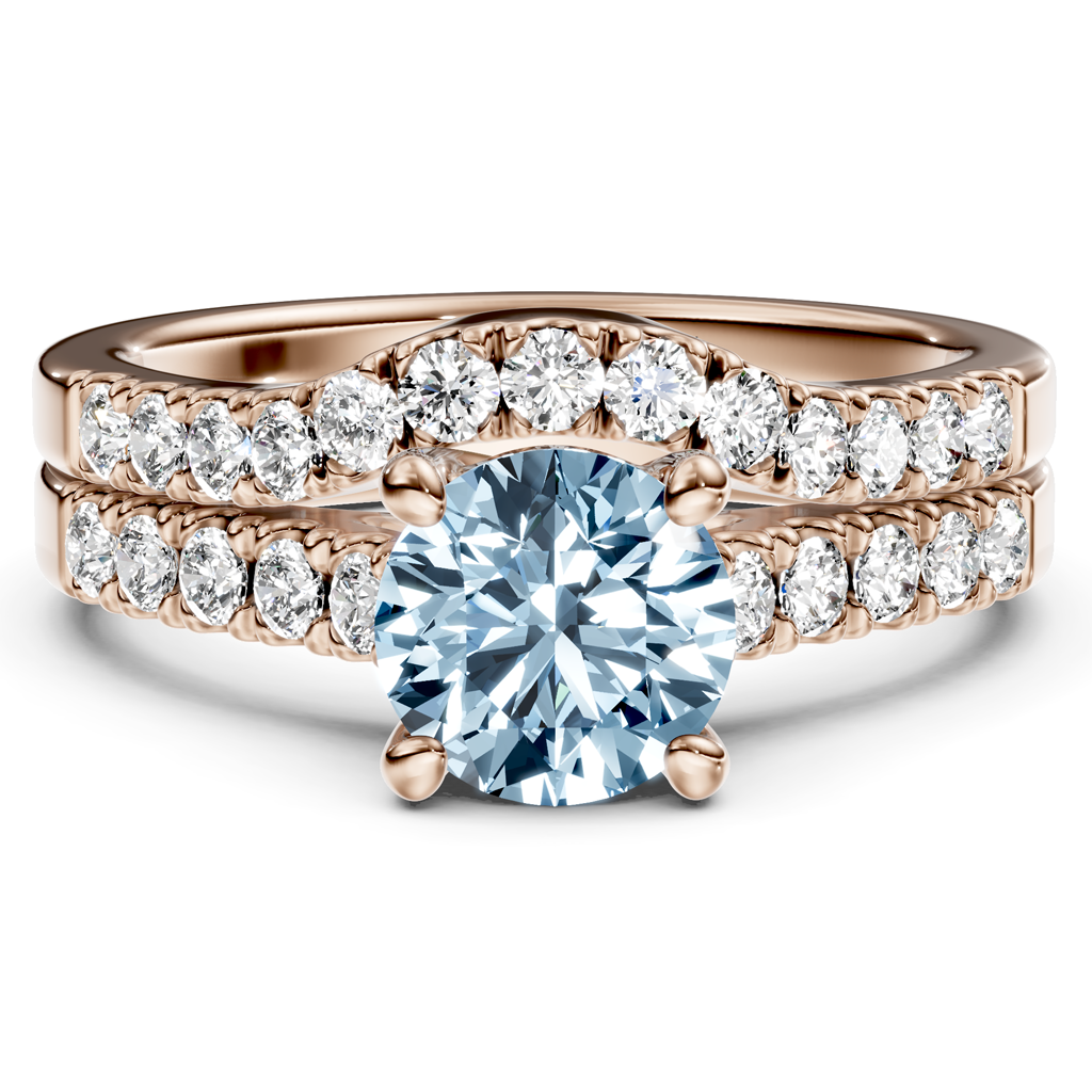 1.55-4.55 CT Princess & Round Cut Fancy Blue Diamonds - Bridal Set