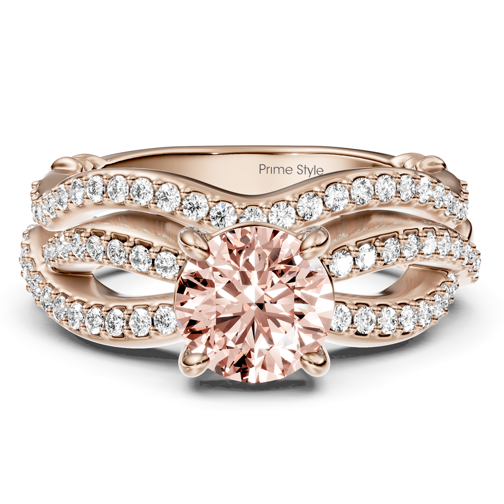 1.35-4.35 CT Round Cut Fancy Pink Diamonds - Bridal Set