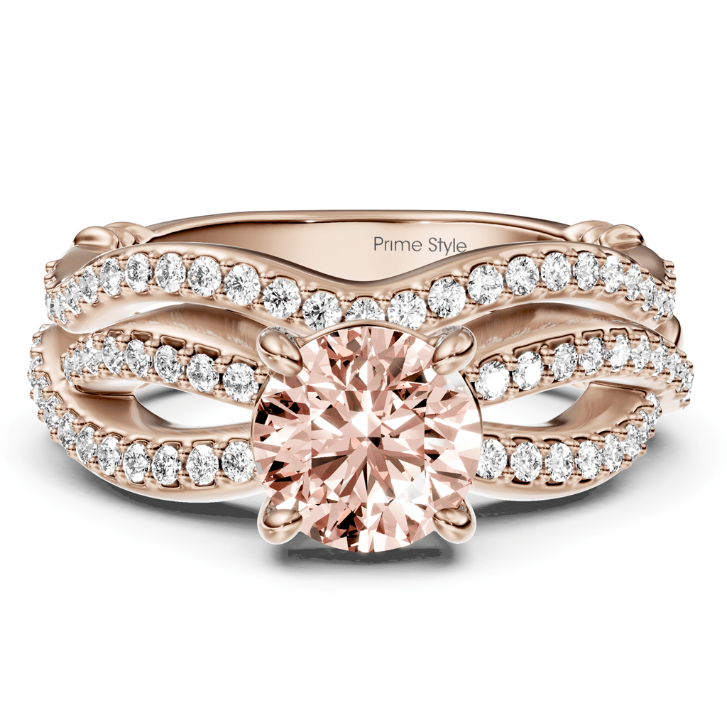 1.35 - 4.35 CT Round Cut Fancy Pink Diamonds - Bridal Set - Primestyle.com