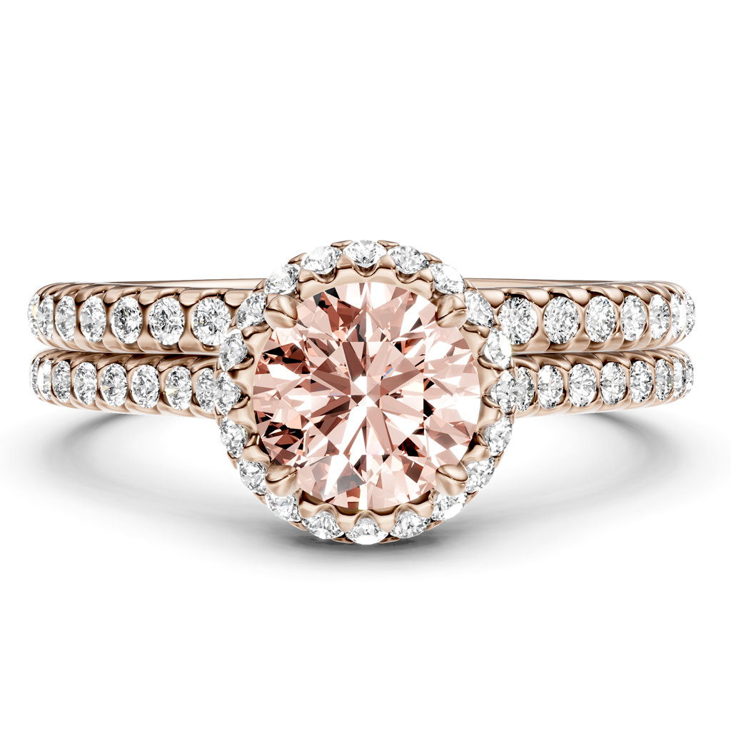 1.50-4.50 CT Round Cut Fancy Pink Diamonds - Bridal Set