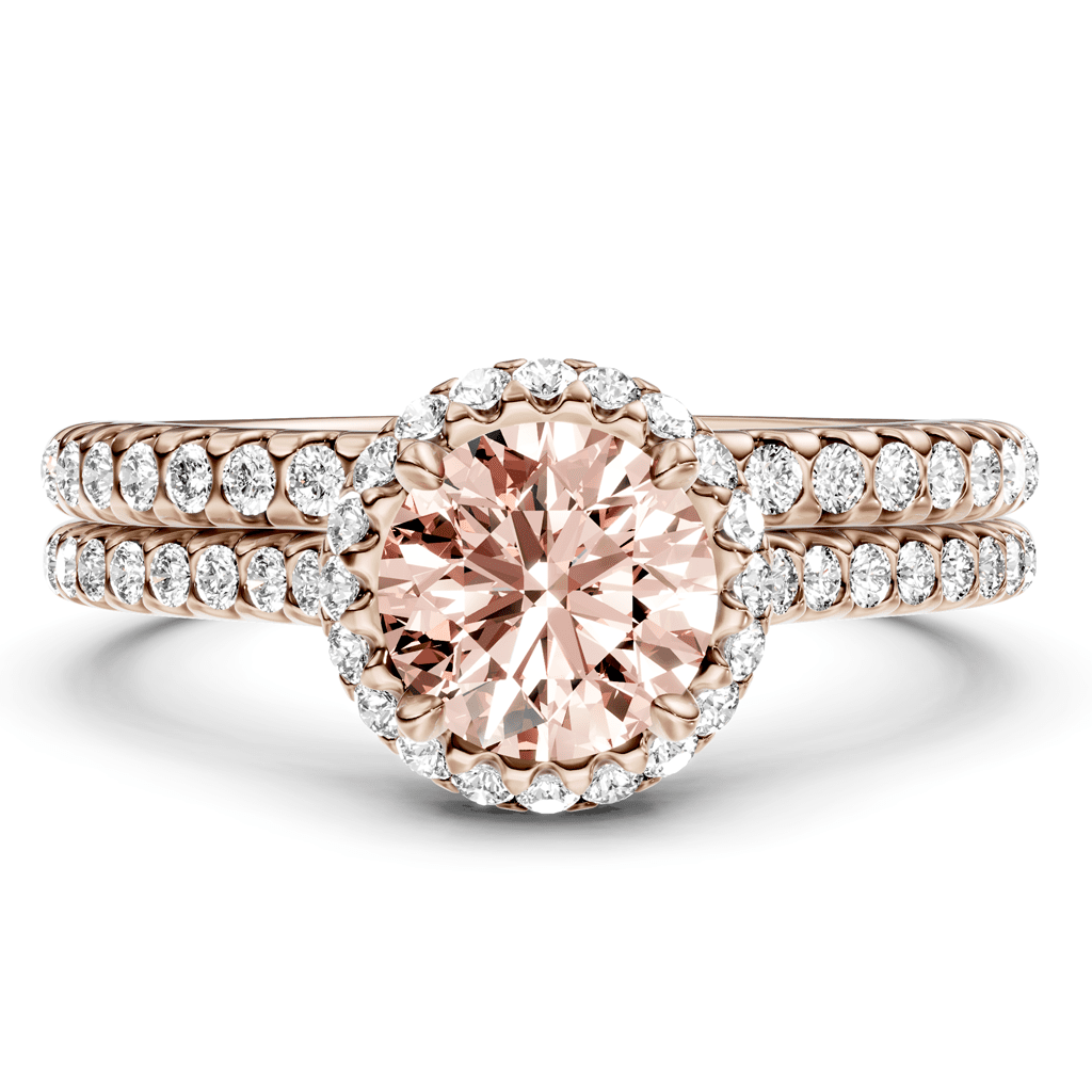 1.50 - 4.50 CT Round Cut Fancy Pink Diamonds - Bridal Set - Primestyle.com