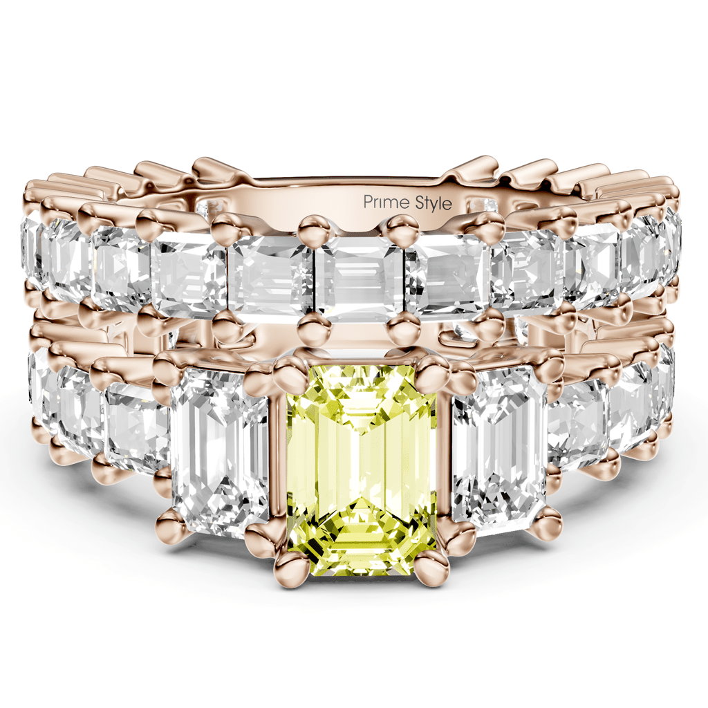 5.70-8.70 CT Emerald & Princess Cut Fancy Yellow Diamonds - Bridal Set