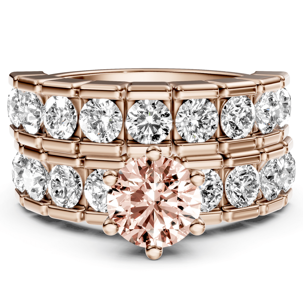 3.25-6.25 CT Round Cut Fancy Pink Diamonds - Bridal Set