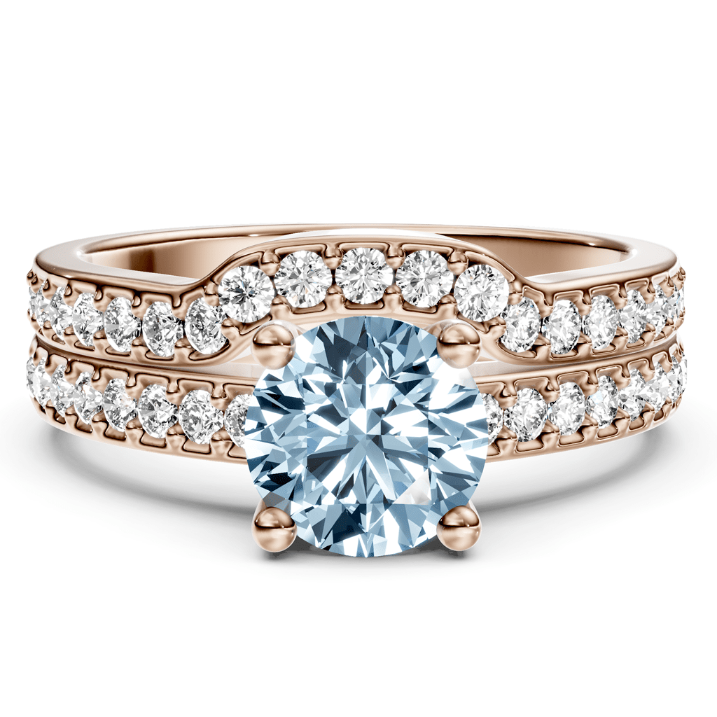 1.50 - 4.50 CT Round Cut Fancy Blue Diamonds - Bridal Set - Primestyle.com