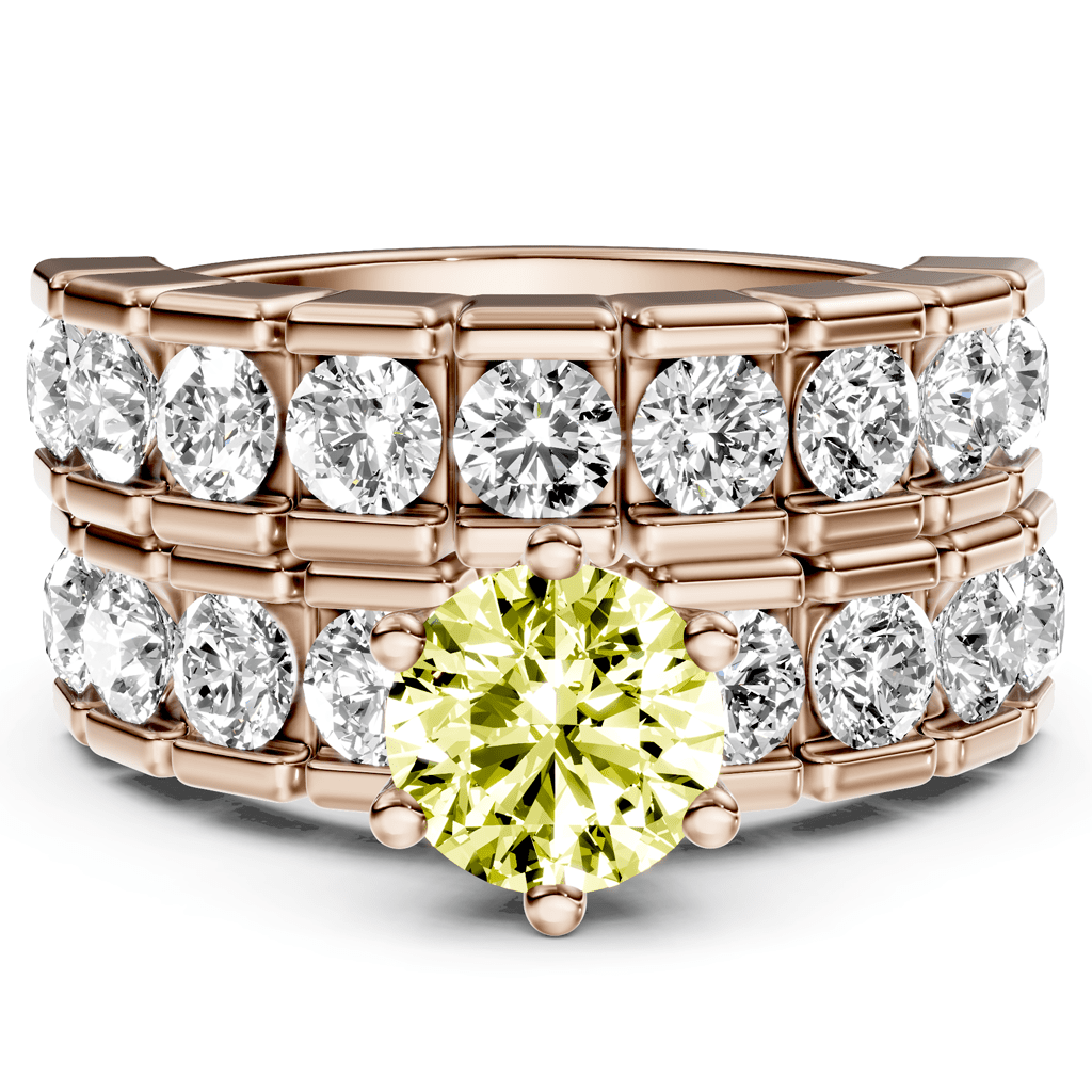 3.25 - 6.25 CT Round Cut Fancy Yellow Diamonds - Bridal Set - Primestyle.com
