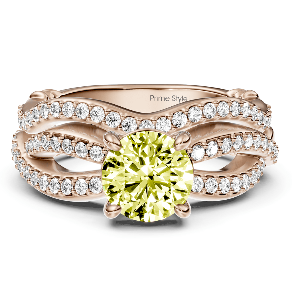 1.35 - 4.35 CT Round Cut Fancy Yellow Diamonds - Bridal Set - Primestyle.com