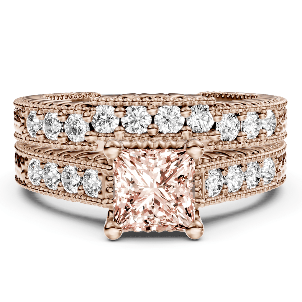 1.65-4.65 CT Princess & Round Cut Fancy Pink Diamonds - Bridal Set