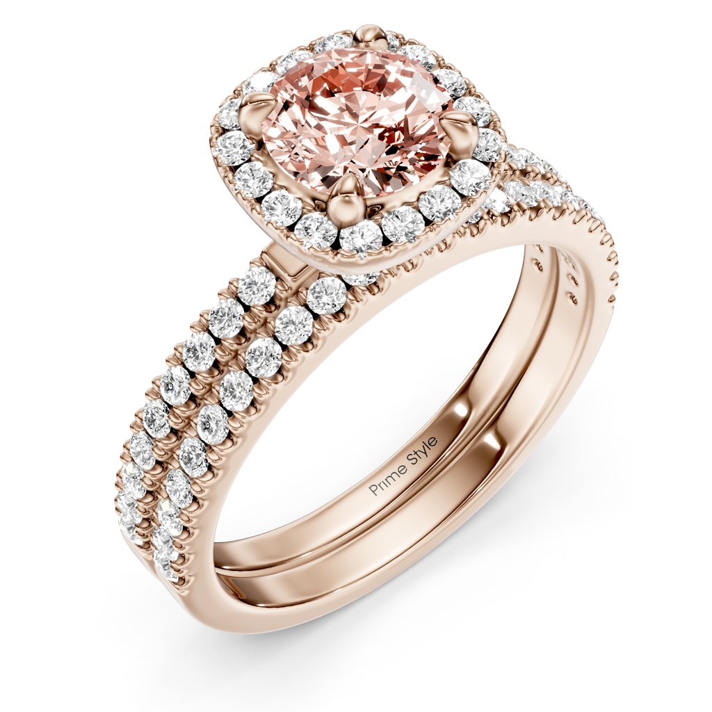 1.65-4.65 CT Round Cut Fancy Pink Diamonds - Bridal Set