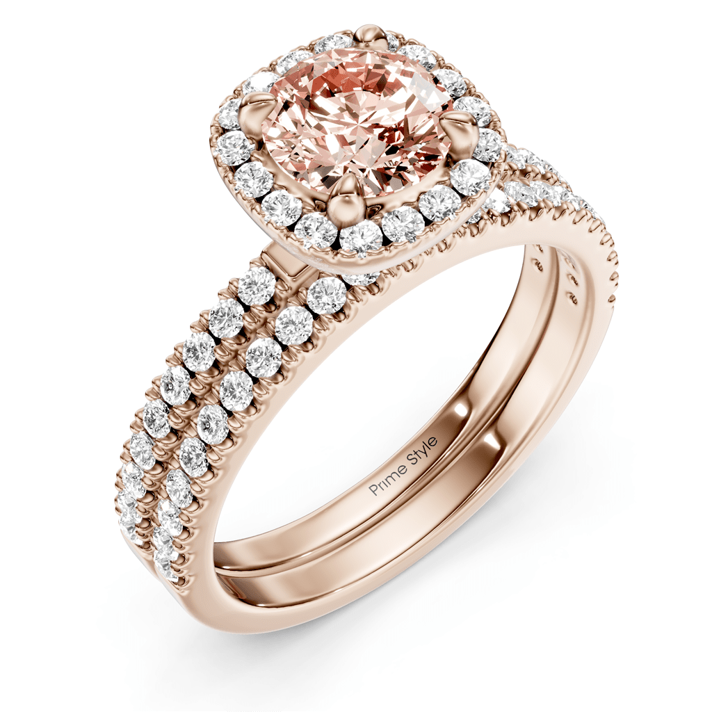 1.65 - 4.65 CT Round Cut Fancy Pink Diamonds - Bridal Set - Primestyle.com