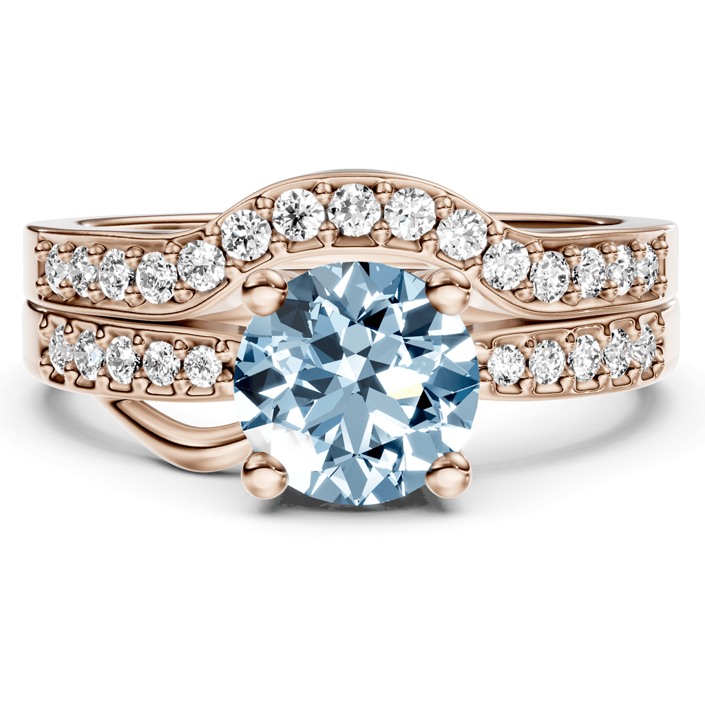 1.40 - 4.40 CT Round Cut Fancy Blue Diamonds - Bridal Set - Primestyle.com