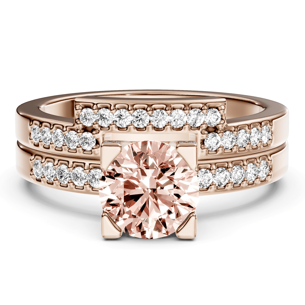 1.25 - 4.25 CT Round Cut Fancy Pink Diamonds - Bridal Set - Primestyle.com