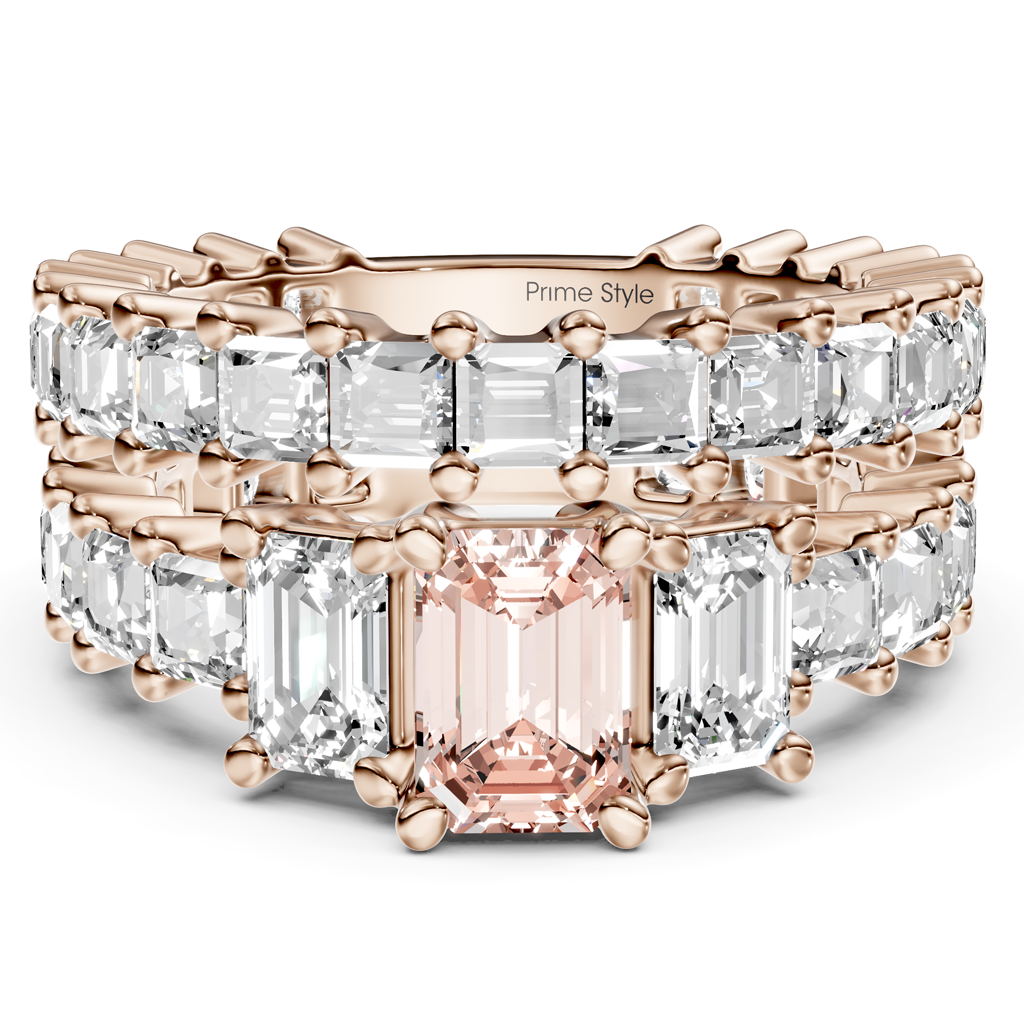 5.70-8.70 CT Emerald & Princess Cut Fancy Pink Diamonds - Bridal Set