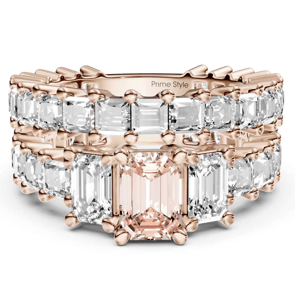 5.70 - 8.70 CT Emerald & Princess Cut Fancy Pink Diamonds - Bridal Set - Primestyle.com