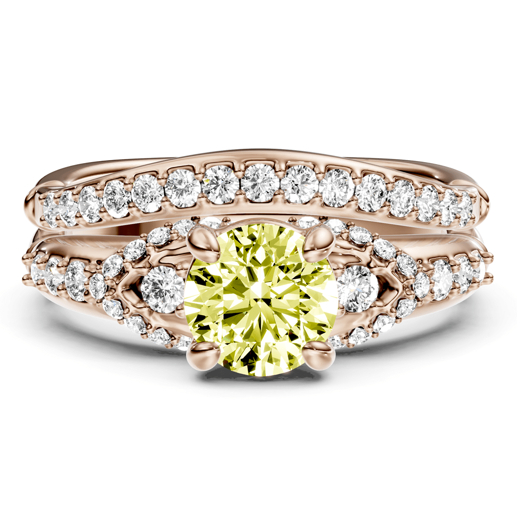 1.50 - 4.50 CT Round Cut Fancy Yellow Diamonds - Bridal Set - Primestyle.com