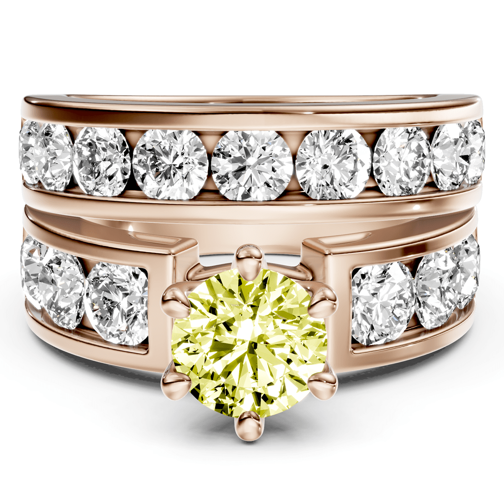 3.85 - 6.85 CT Round Cut Fancy Yellow Diamonds - Bridal Set - Primestyle.com