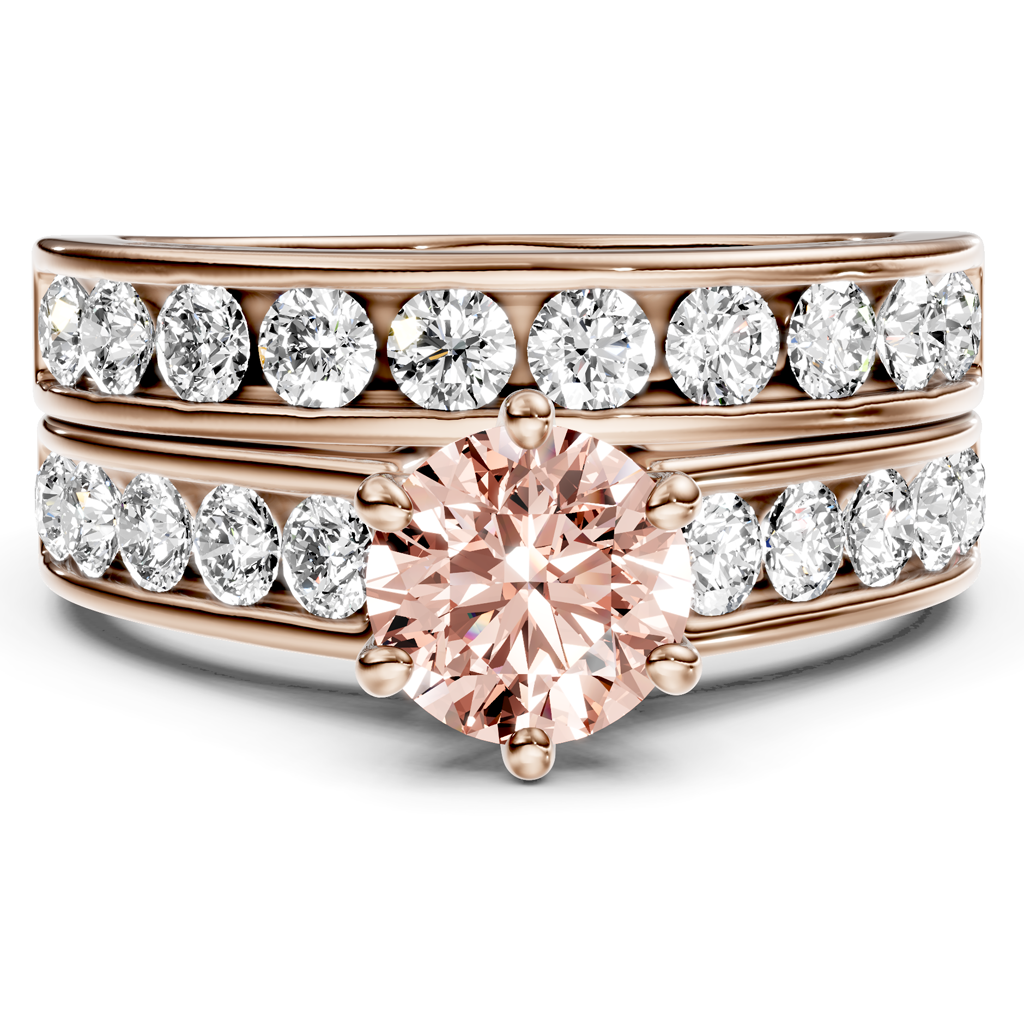 2.45-5.45 CT Princess & Round Cut Fancy Pink Diamonds - Bridal Set