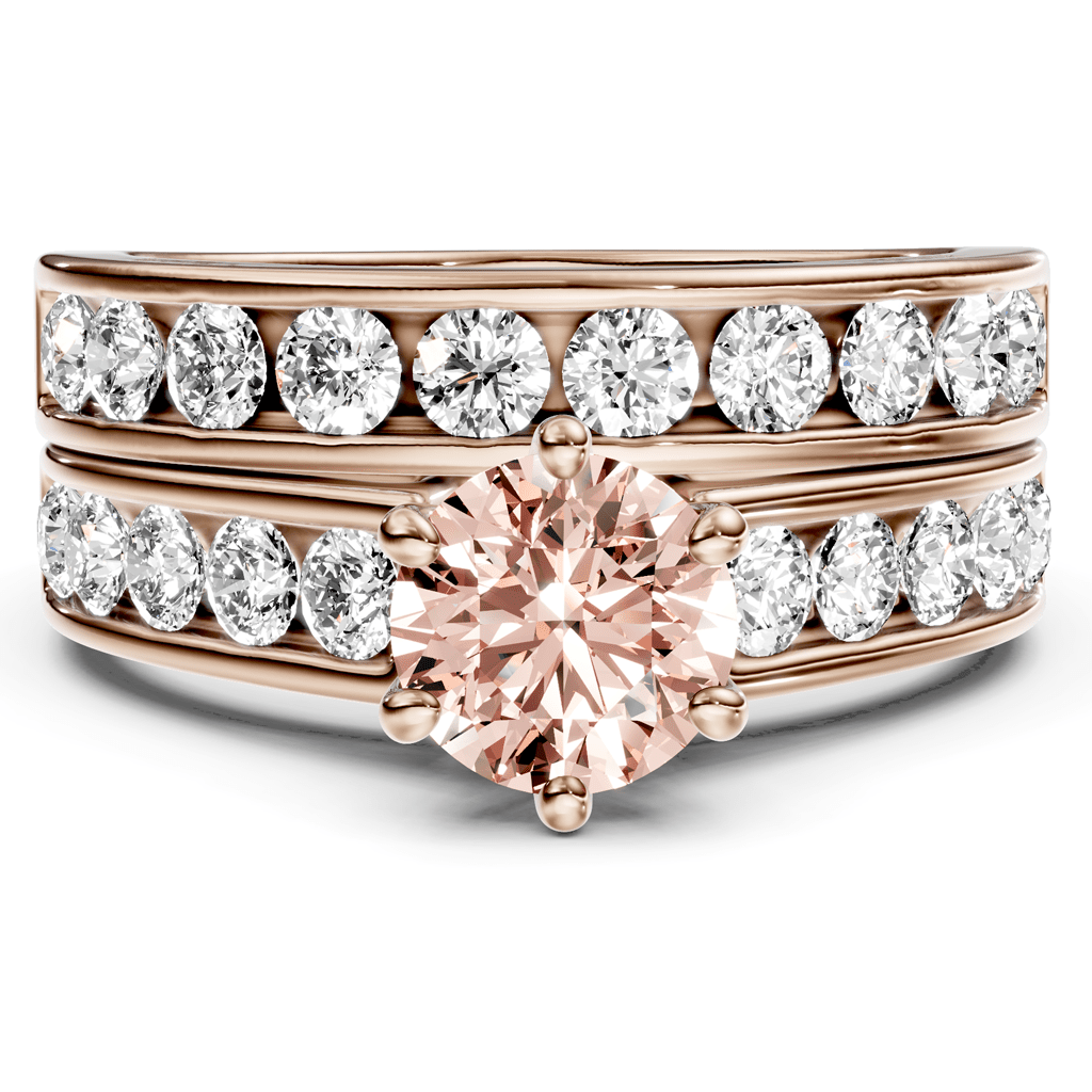 2.45-5.45 CT Princess & Round Cut Fancy Pink Diamonds - Bridal Set