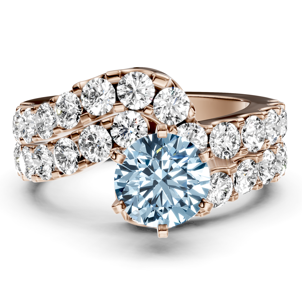 3.60-6.60 CT Round Cut Fancy Blue Diamonds - Bridal Set