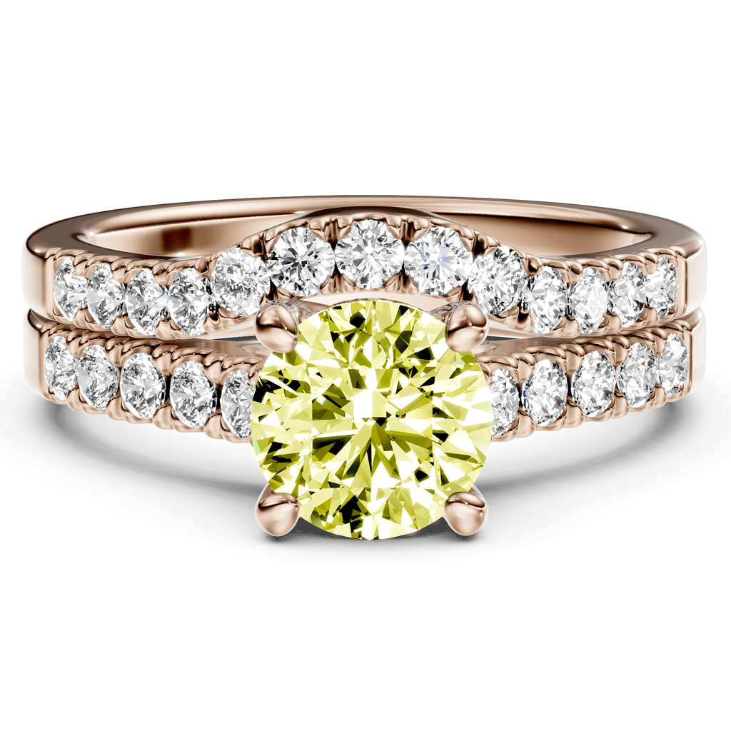 1.55 - 4.55 CT Princess & Round Cut Fancy Yellow Diamonds - Bridal Set - Primestyle.com