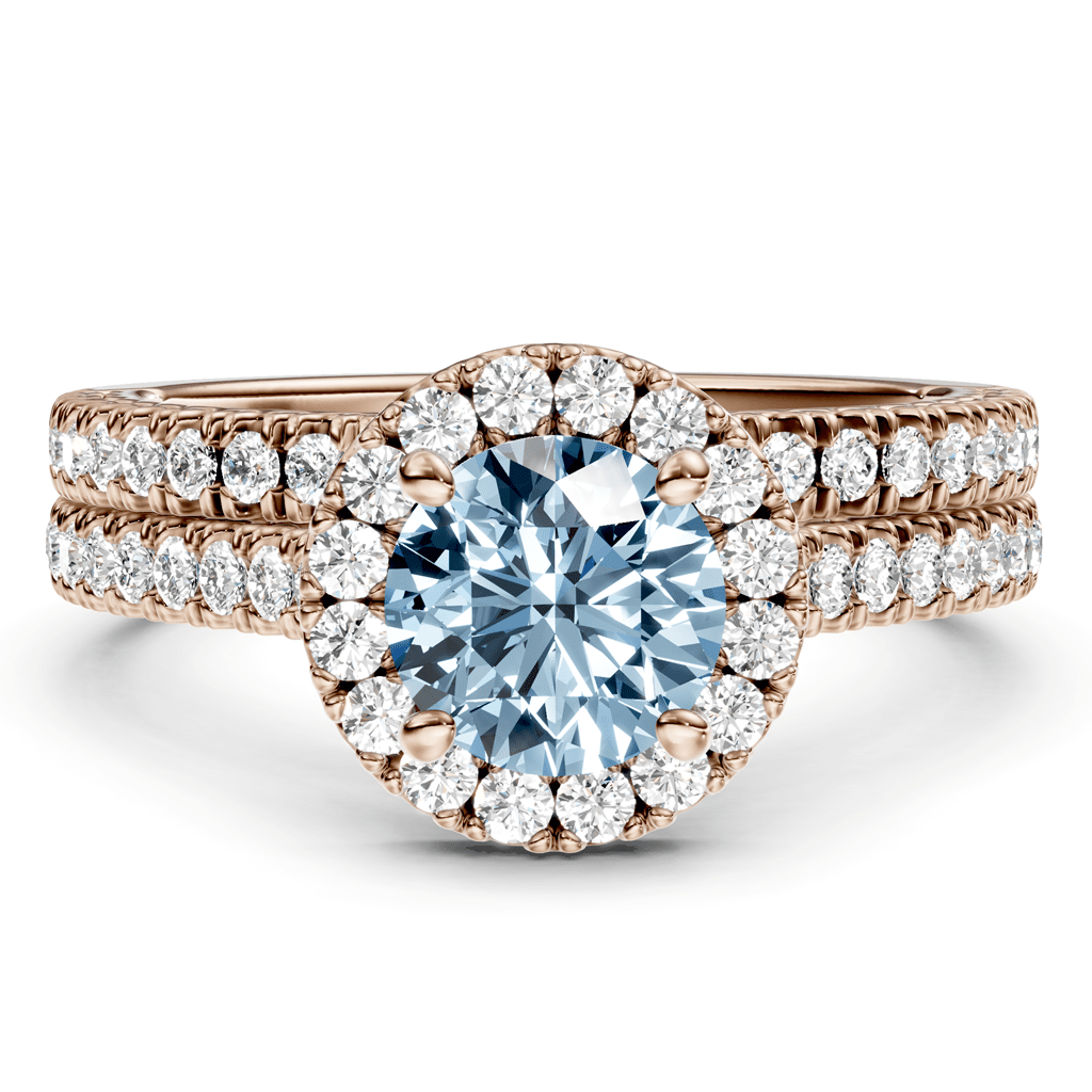 1.70 - 4.70 CT Round Cut Fancy Blue Diamonds - Bridal Set - Primestyle.com