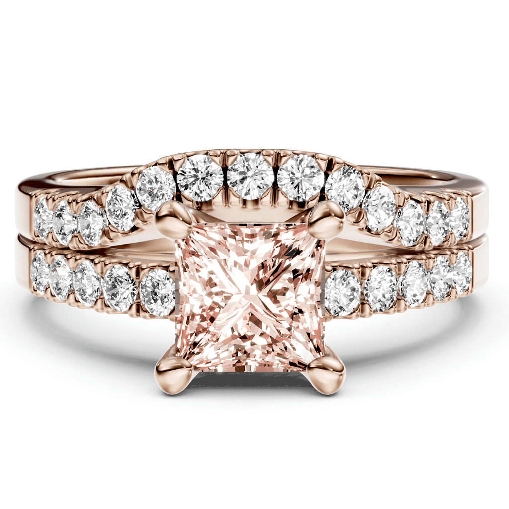 1.55-4.55 CT Princess & Round Cut Fancy Pink Diamonds - Bridal Set