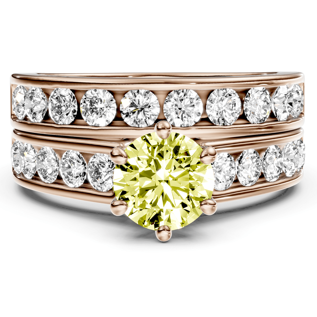 2.45 - 5.45 CT Princess & Round Cut Fancy Yellow Diamonds - Bridal Set - Primestyle.com