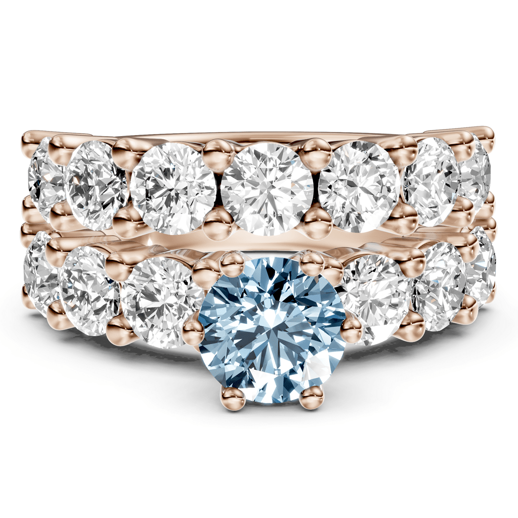 4.60 - 7.60 CT Princess & Round Cut Fancy Blue Diamonds - Bridal Set - Primestyle.com