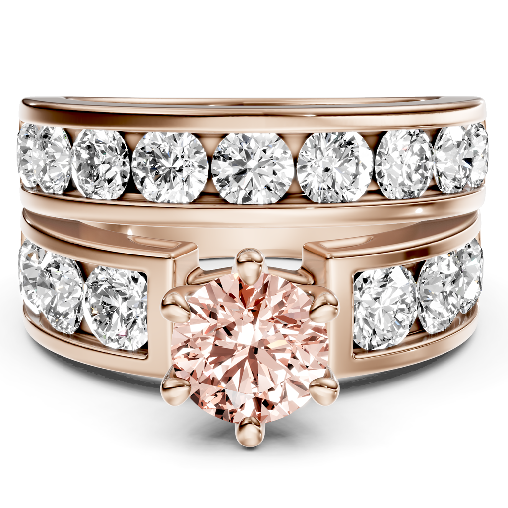 3.85-6.85 CT Round Cut Fancy Pink Diamonds - Bridal Set