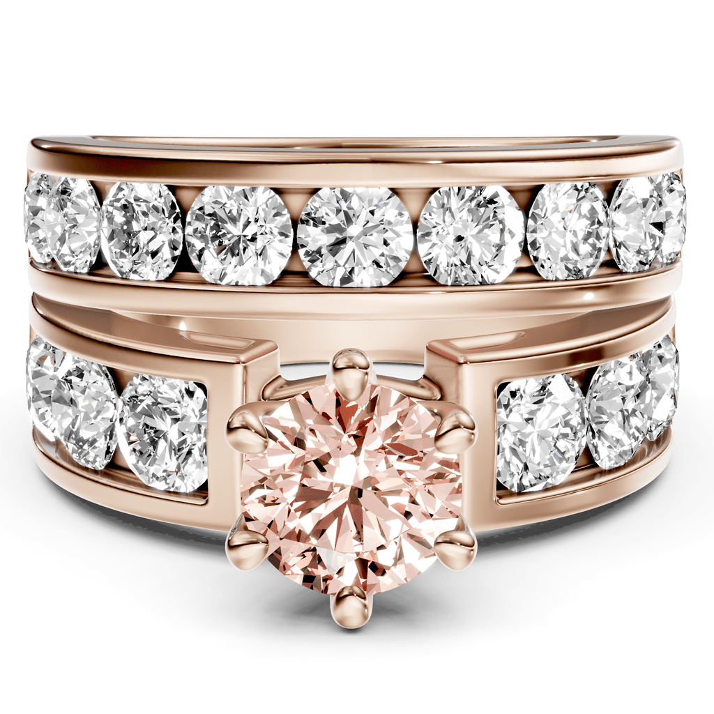 3.85-6.85 CT Round Cut Fancy Pink Diamonds - Bridal Set