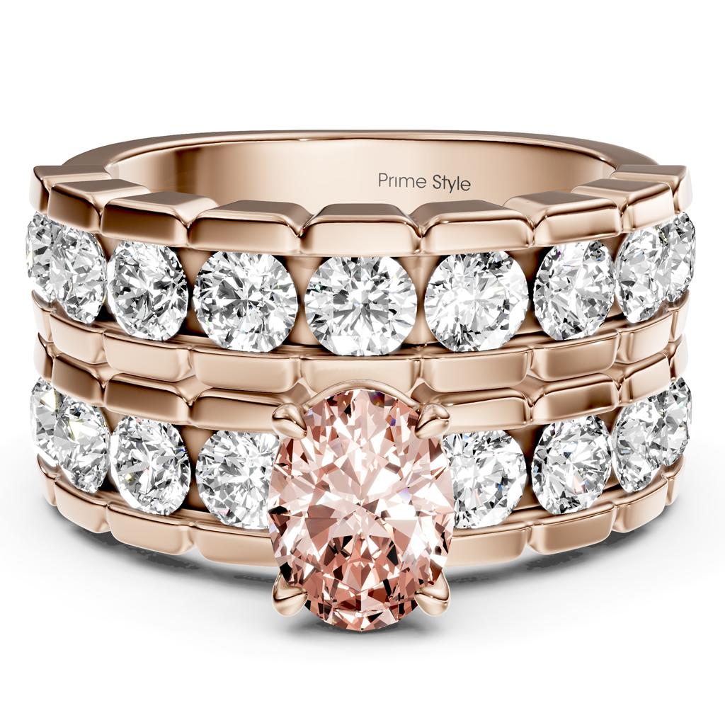 3.25-6.25 CT Oval & Round Cut Fancy Pink Diamonds - Bridal Set