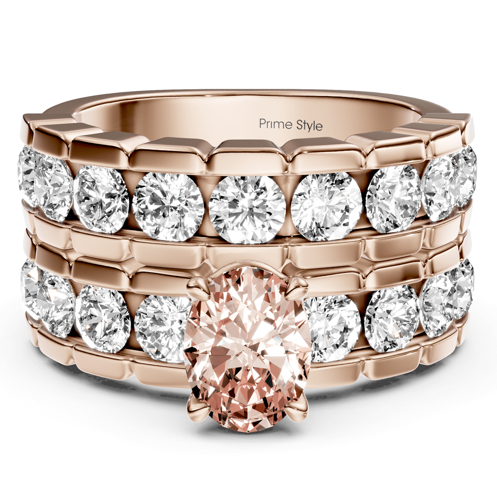 3.25 - 6.25 CT Oval & Round Cut Fancy Pink Diamonds - Bridal Set - Primestyle.com