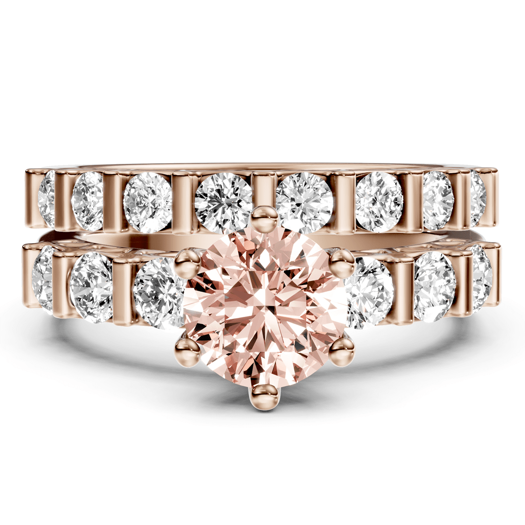 2.10 - 5.10 CT Round Cut Fancy Pink Diamonds - Bridal Set - Primestyle.com