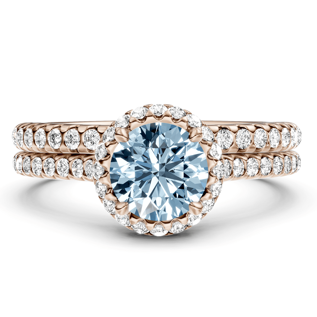 1.50 - 4.50 CT Round Cut Fancy Blue Diamonds - Bridal Set - Primestyle.com