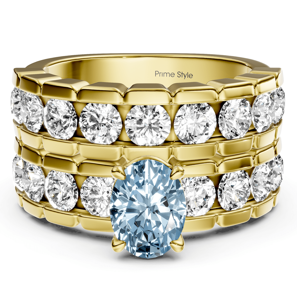 3.25-6.25 CT Oval & Round Cut Fancy Blue Diamonds - Bridal Set