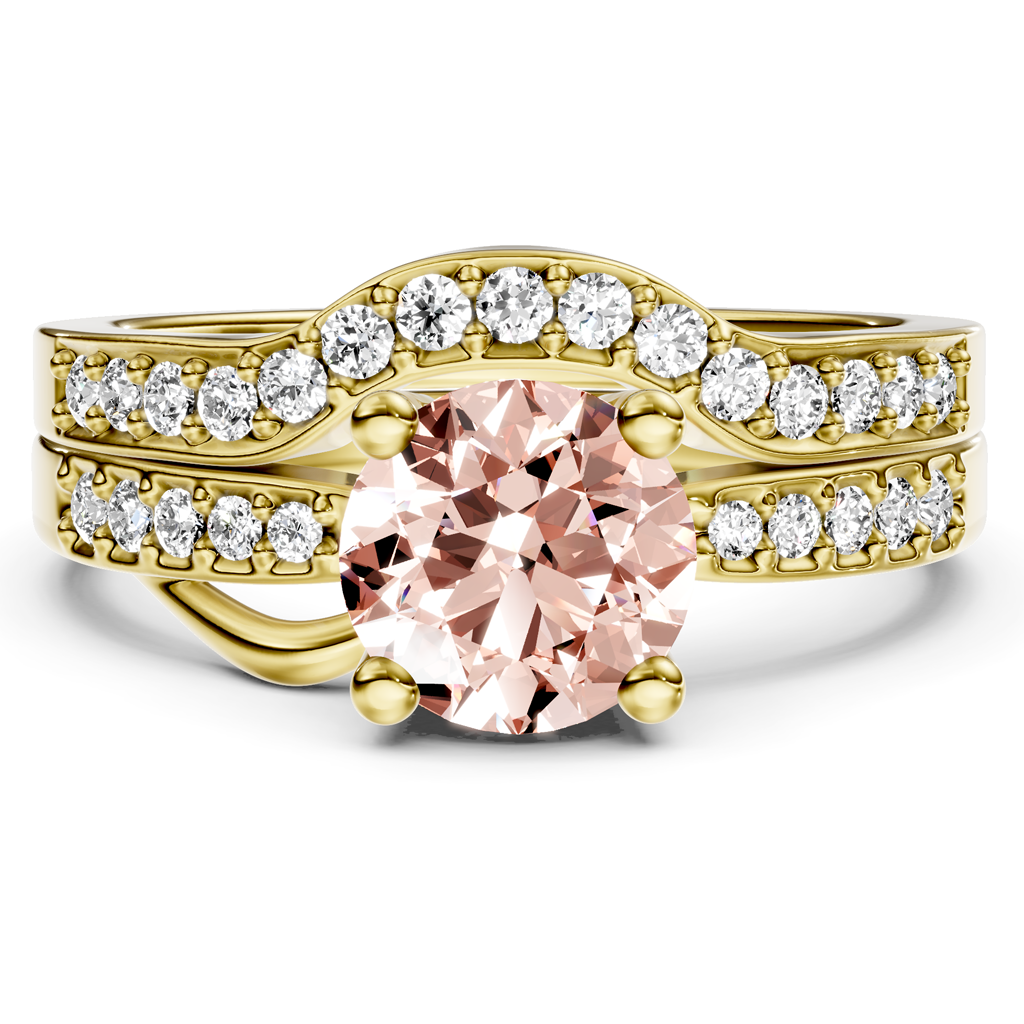 1.40-4.40 CT Round Cut Fancy Pink Diamonds - Bridal Set