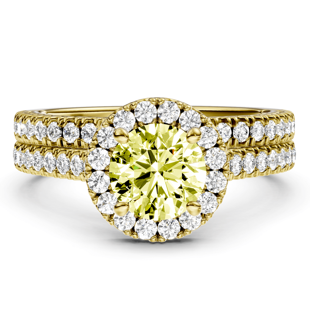 1.70 - 4.70 CT Round Cut Fancy Yellow Diamonds - Bridal Set - Primestyle.com