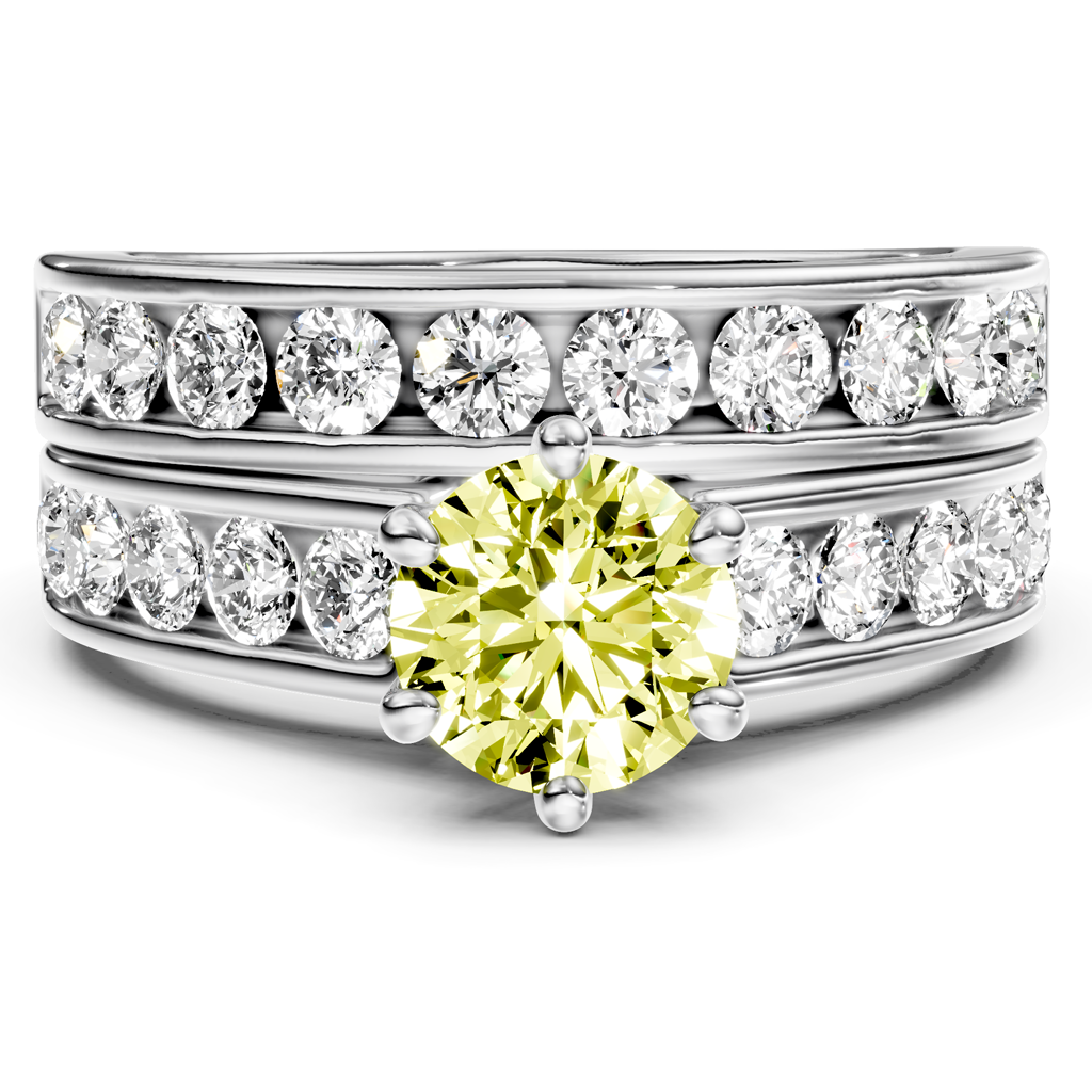 2.45-5.45 CT Princess & Round Cut Fancy Yellow Diamonds - Bridal Set