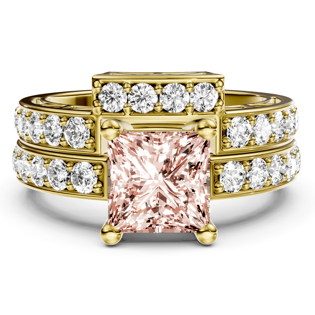 2.10-5.10 CT Princess & Round Cut Fancy Pink Diamonds - Bridal Set