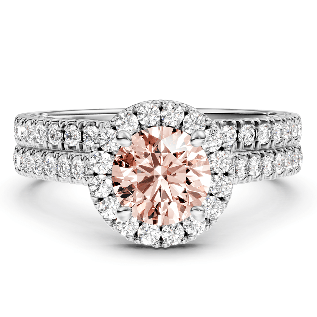 1.70-4.70 CT Round Cut Fancy Pink Diamonds - Bridal Set