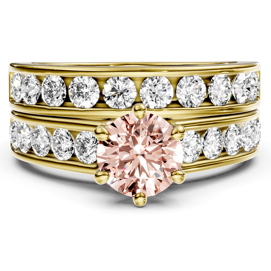 2.45-5.45 CT Princess & Round Cut Fancy Pink Diamonds - Bridal Set