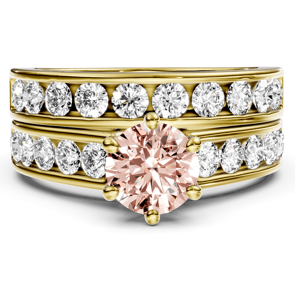 2.45 - 5.45 CT Princess & Round Cut Fancy Pink Diamonds - Bridal Set - Primestyle.com