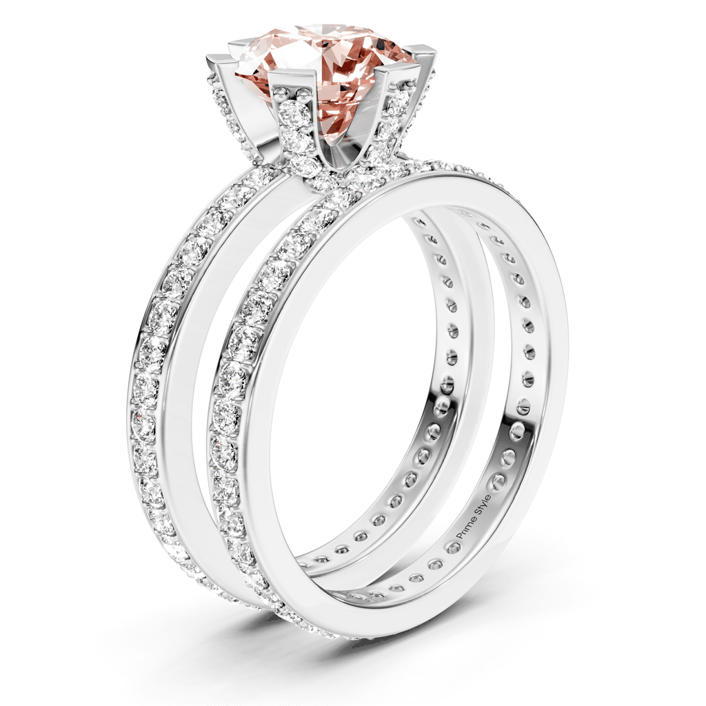 2.00-5.00 CT Round Cut Fancy Pink Diamonds - Bridal Set