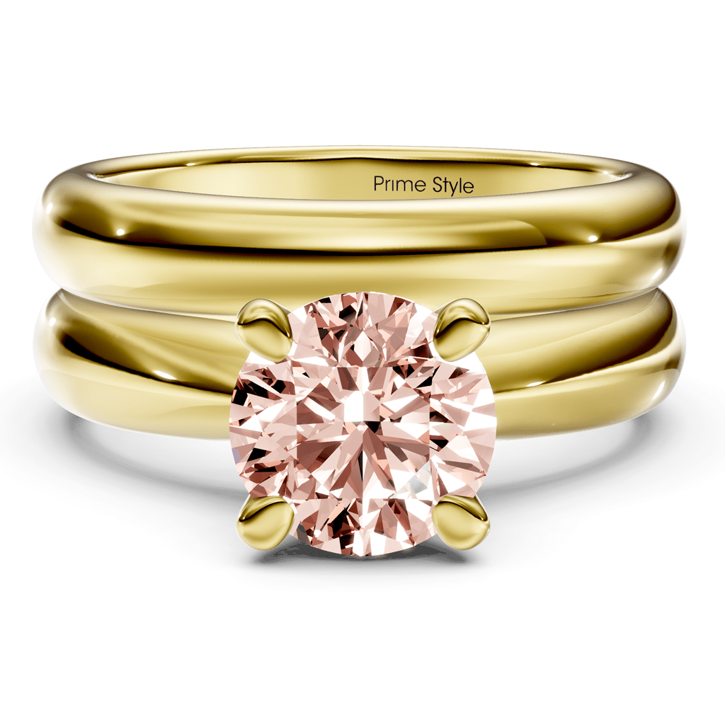 1.10-4.10 CT Round Cut Fancy Pink Diamonds - Bridal Set