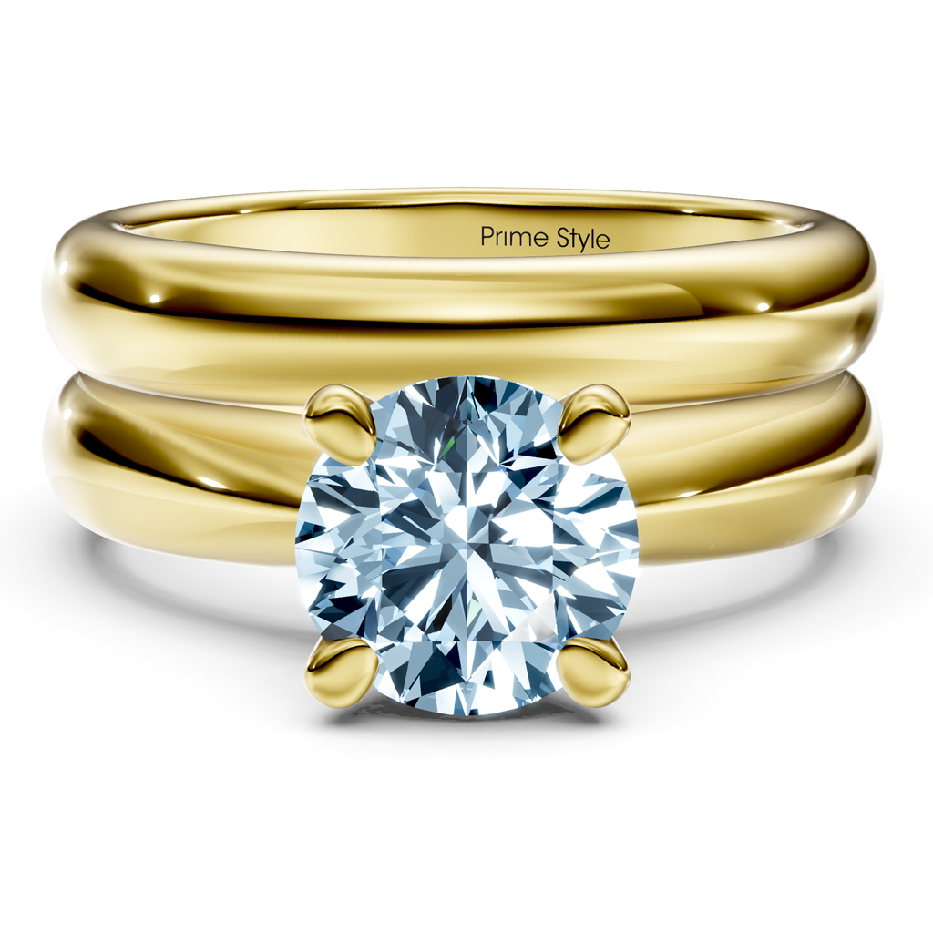 1.10-4.10 CT Round Cut Fancy Blue Diamonds - Bridal Set